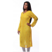 Ada Hand Embroidered Large Yellow Faux Georgette Lucknow Chikankari Long Kurti